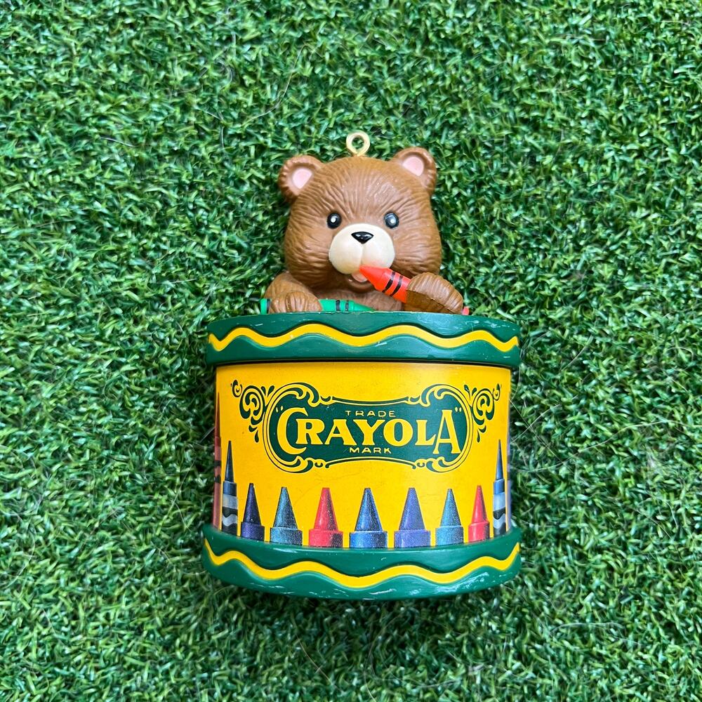 Vintage 90s Binney & Smith Crayola Teddy Bear Christmas Ornament